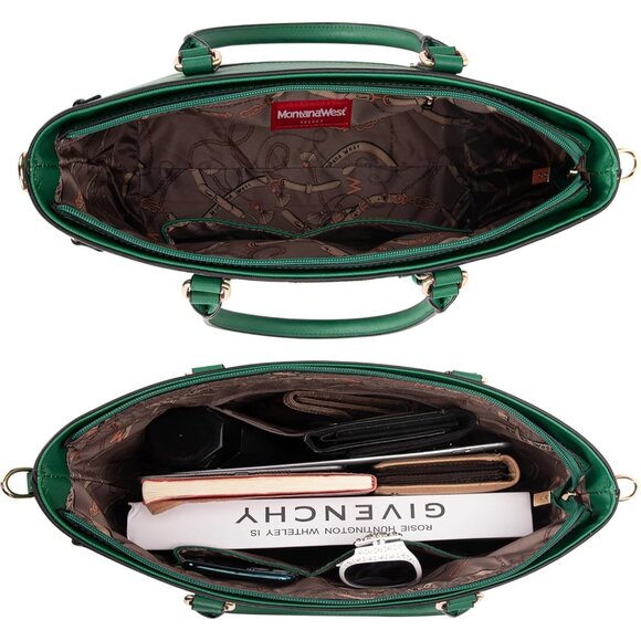 3PCS Purses for Women Tote Purse and Wallet Set Shoulder Satchel Bags Green - Picture 4 of 6